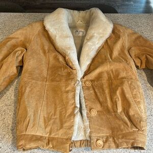 Genuine Leather Petite Sophisticate Jackit with Acrylic Fur